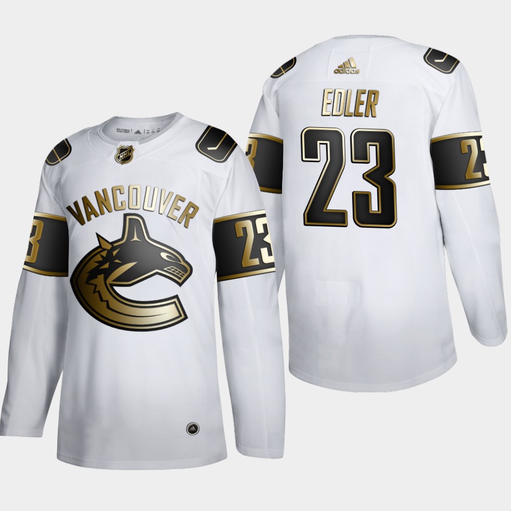Men Vancouver Canucks 23 Alexander Edler Adidas White Golden Edition Limited Stitched NHL Jersey